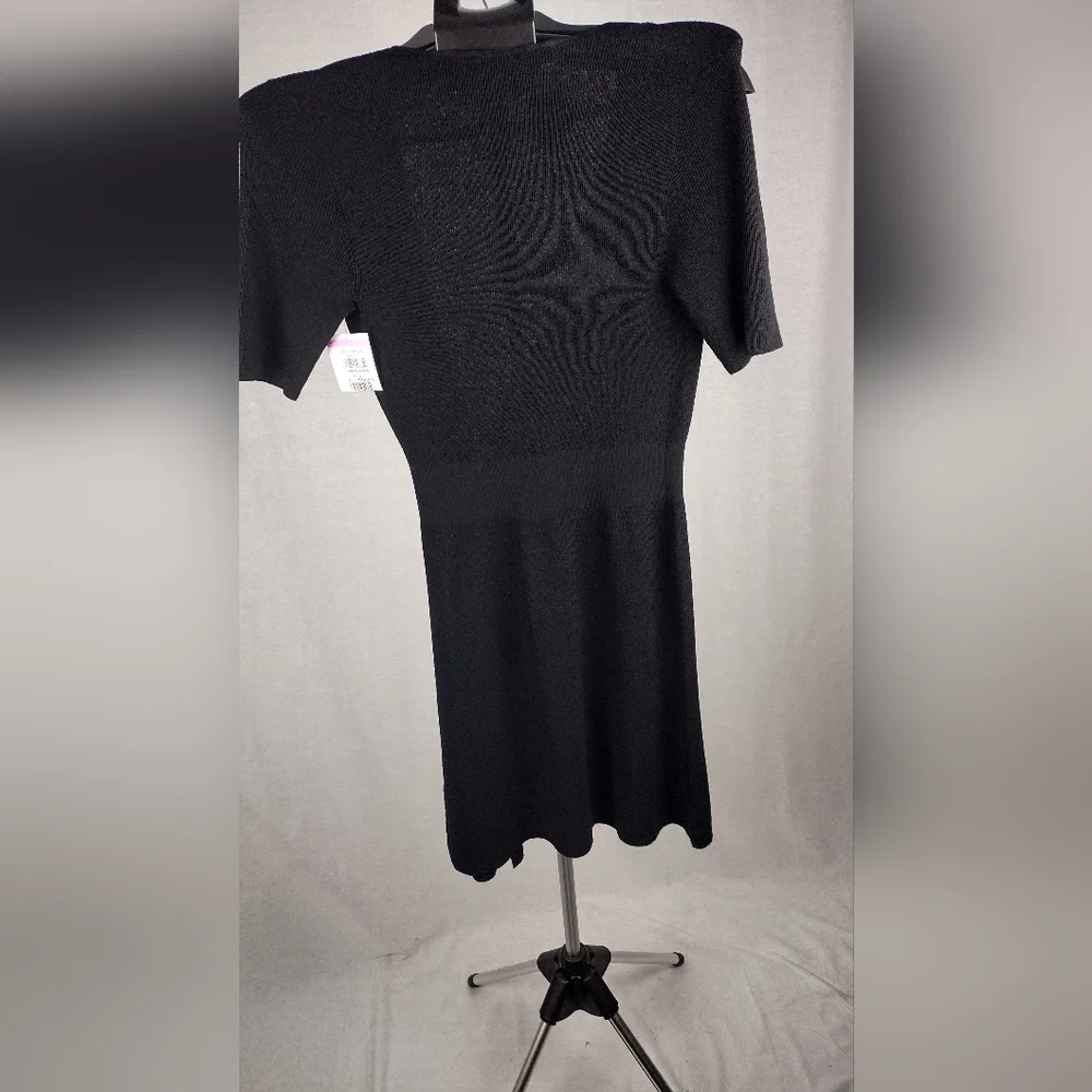 Theory 4 Button Wrap Sweater Knit Midi Dress Size P Black NWT 00 - 0